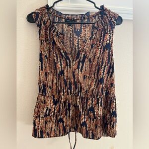 Banana Republic Leaf Print Tank Top Tie Waist Blouse